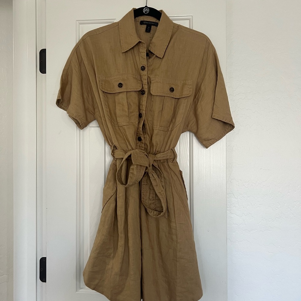 Tan Button-Up Dress